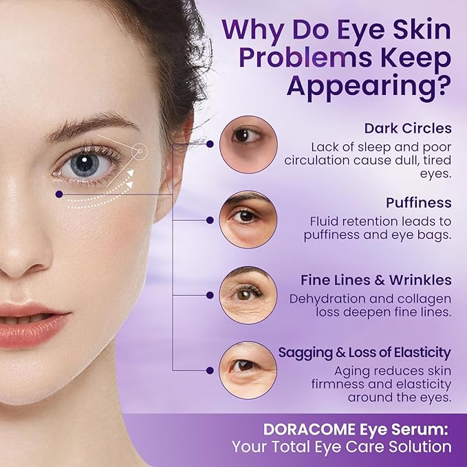 Caffeine & Retinol Eye Serum –Under Eye Serum for Dark Circles and Puffiness, Corrects Puffy Bags, Fine Lines & Wrinkles, 8Hr Hydrating Under Eyes Cream – 0.7 fl.oz