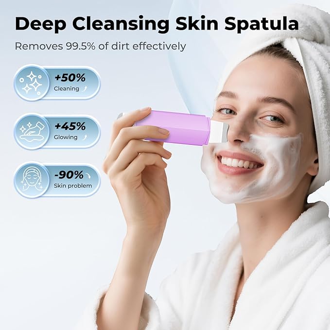 Blackhead Remover Tool Face Scrubber: PETYDOOT Double-Headed Face Spatula Skin Scrubber, Nose Pore Cleaner Blackhead Remover for Facial Deep Cleansing Skin Care Tool for Men & Women(Purple)