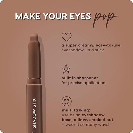 ColourPop Shadow Stix - Cream Eyeshadow Stick with Long-Lasting Color - Multi-Use Cream Makeup with a Built-In Sharpener & Precise Tip for Easy Application - Walnut Ave (0.05 oz)