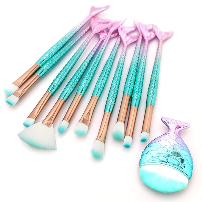 11PCS Makeup Brushes Set, Foundation Eyebrow Eyeliner Blush Cosmetic Concealer Brushes, Easter Basket Stuffers Essentials for Teens Girls/Women, Stocking Stuffers for Kids Girls Accessories Stuff