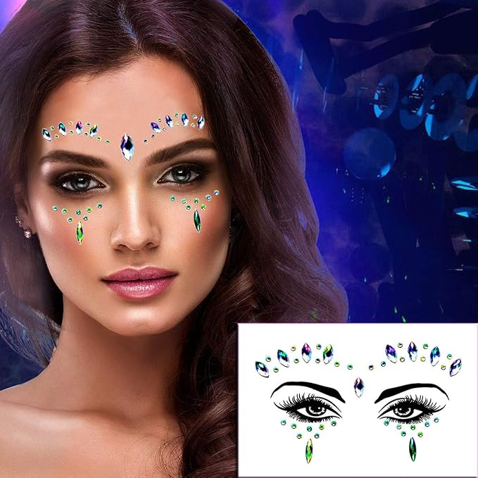6Sets Festival Face Jewels stickers Body jewels stickers Glitter Rave Face Gems Rhinestones – Eye Body Gems | Rhinestone Stickers | Body Glitter Festival Rave & Party Accessories colorful
