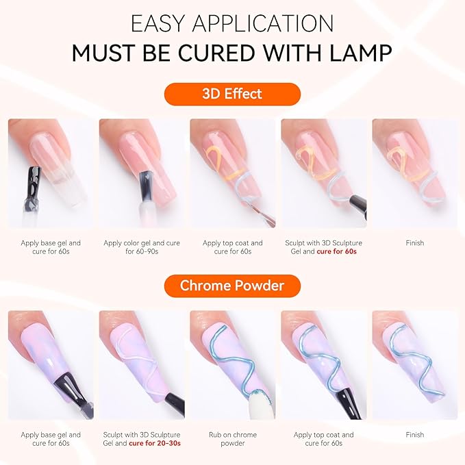 Makartt 3D Gel Nail Art: 2 Pcs 15g Nail Sculpting DIY No Wipe 3D Molding Gel for Nails Decoration, Manicure Sculpture Nails