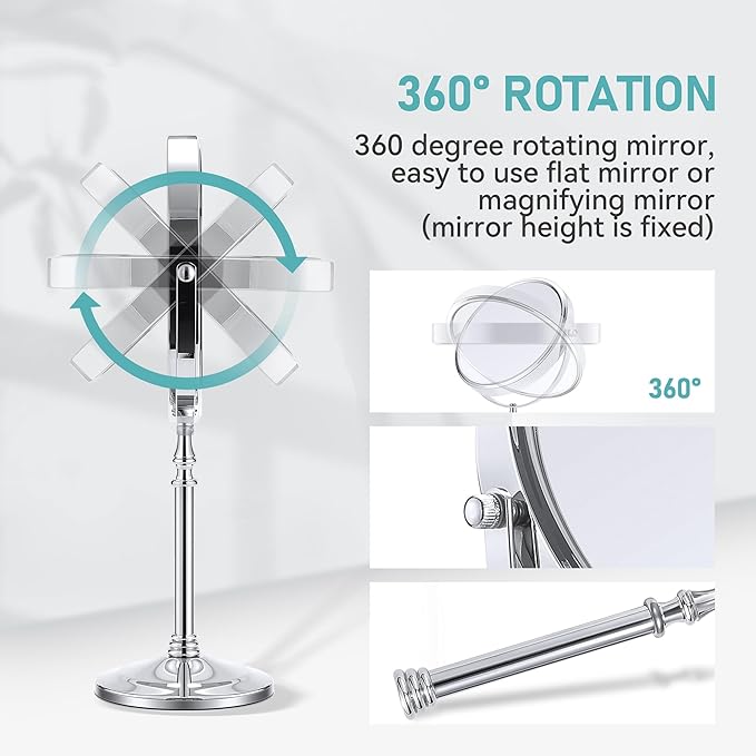 MIYADIVA Magnifying Mirror 20x, Double Sided 1X & 20X Magnifying Mirror on Stand, Large Tabletop Magnified Vanity Mirror, Magnified Mirrors with 360°Rotation for Bathroom or Bedroom,8 Inches