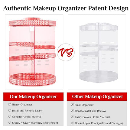 Pink 360 Makeup Organizer Carousel, Organizador De Perfumes, Acrylic Make Up Organizer, Large 7 Layers 360 Makeup Organizer, Fits Makeup Brushes, Lipsticks, Bathroom, Vanity, Plus Size Pink