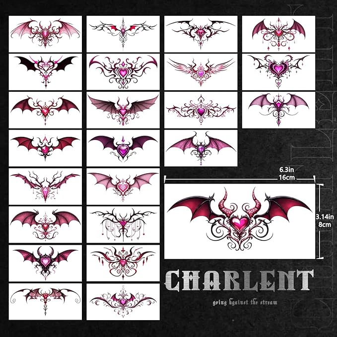 CHARLNET 24 PCS Sexy Belly Temporary Tattoos for Women Ladies - Realistic Chest Abdomen Waist Tattoos for Women Body Art