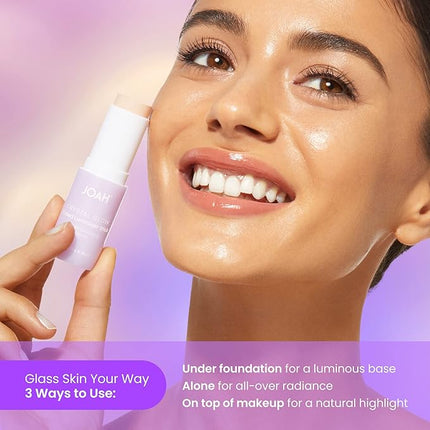 JOAH Crystal Glow Tinted Luminizer Stick, Multitasking Korean Makeup Highlighter and Bronzer Stick, Customizable Formula for a Natural Glow, Peptide Infused, Medium with Warm Undertones