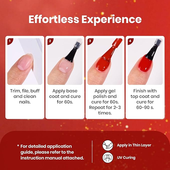 beetles Glitter Gel Polish Set, Passion Rush Collection Christmas Gel Nails, Red Orange Gold Gel Polish Shimmer Nails Art Soak off Uv LED Manicure Gift Set Nail Trend Gift for Women