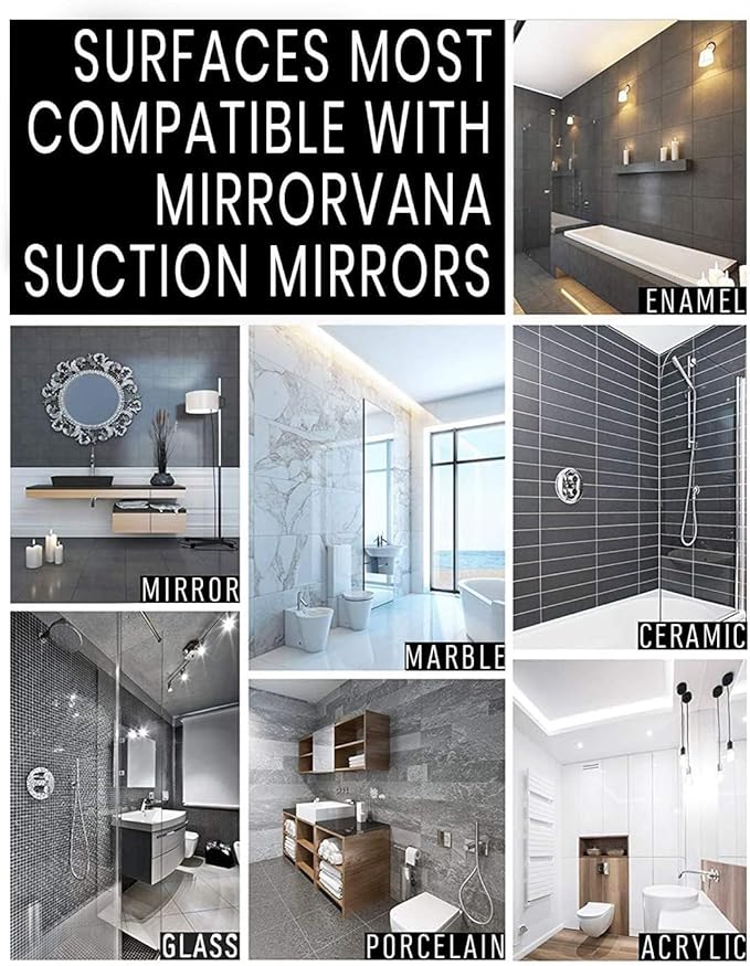 MIRRORVANA Fogless Shower Mirror for Shaving with Upgraded Suction, Dual Anti Fog Design, Shatterproof Surface & 360° Swivel, 8" x 7" Chrome