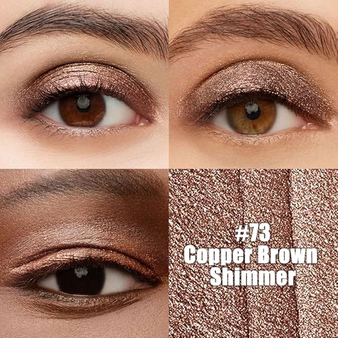 Copper Brown Shimmer Cream Eye Shadow Stick Makeup for Women, Shimmer Eyeliner Pencil Eyeshadow Brightener Stick for Eyes, Waterproof Eyeshadow Applicator Blendable sombras para ojos 73#