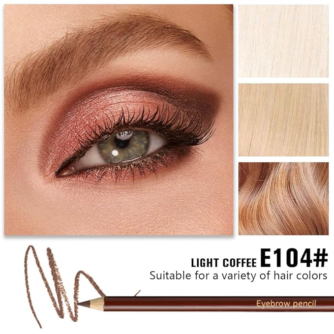 6Pcs Light Brown Eyebrow Pencils for Women,Wooden Hard-Core Eyebrow Eyeliner Pencil,Sharpener Included,Long Lasting Waterproof Sweat-proof Create a Natural Eye Brow Makeup,Beginner Brow Pencil