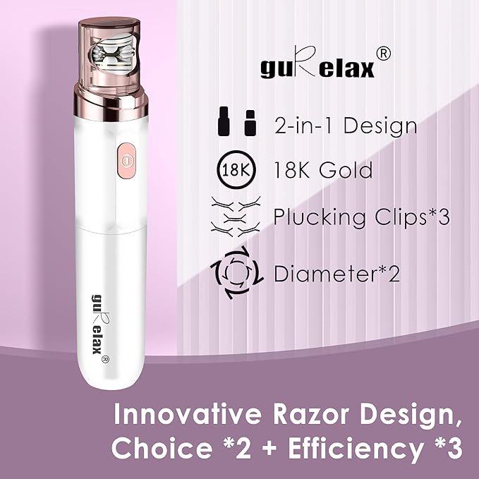 Gurelax Facial Hair Remover, Rechargeable Hair Removal Epilator for Women, 2-in-1 Electric Epilator & Shaver for Face, Finger, Portable Lipstick Styling Epilation System