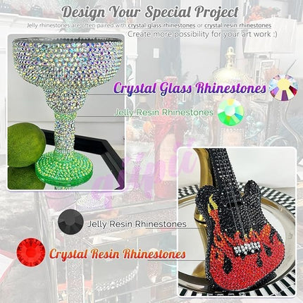 qiipii Light Blue Resin Rhinestones w B7000 Glue for Bedazzling Crafting 2mm-6mm Sky Blue Flatback Stones Diamonds Crystals Gems Bedazzler Kit for Nails Face Eyes Makeup Tumbler Bottles Crafts Shoes