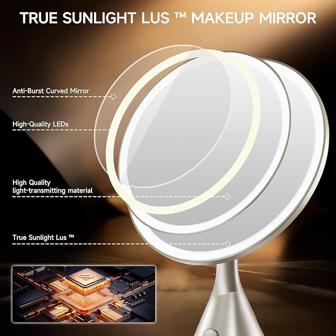 Lighted Makeup Mirror with Magnification Electric Plug in, 7X Magnifying Lighted Vanity Makeup Mirror with Led Lights