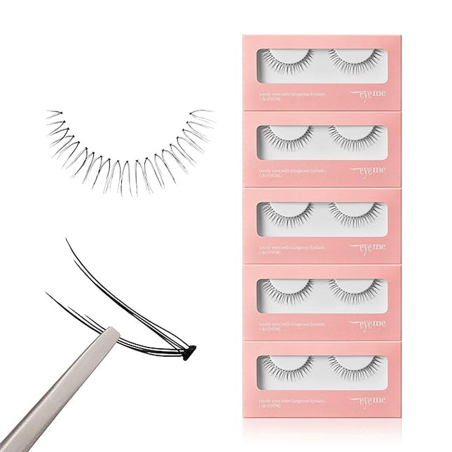 EYEME Cutting Eyelash NO.V36 – 5 Set Pack, Flexible Wispy Cluster Lashes for a Soft & Natural Look, Short Front Design for a Subtle & Innocent Eye Effect, Customizable & Comfortable Fit, K-Beauty