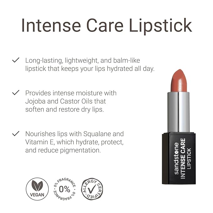 Intense Care Lipstick - a hypoallergenic, gluten free, caring formula, with active and moisturizing ingredients. (40 Coral Beach, 3,5 g)