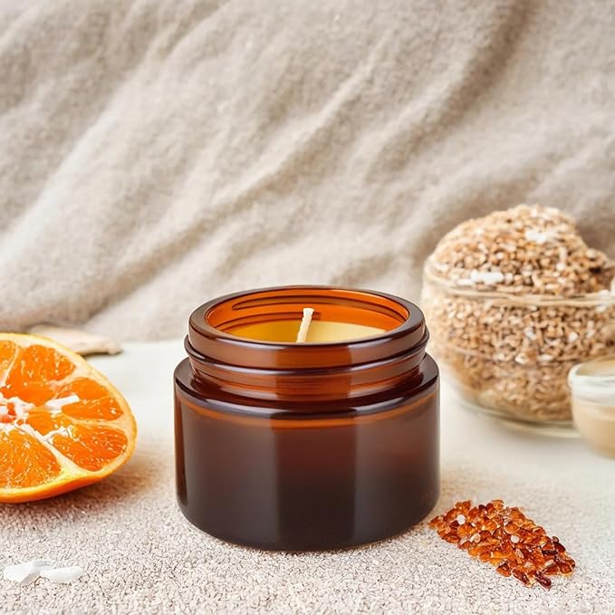 2oz Amber Glass Jars with Lids, Cosmetic Jars with Lids, 48 pack