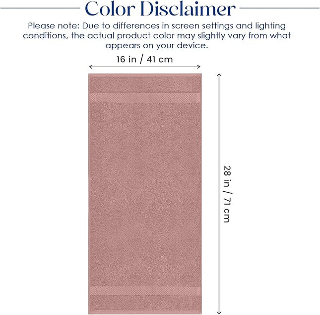 DAN RIVER 6-Pack Premium Hand Towels (16x28 Inches) - 100% Cotton, Ultra Soft, Lightweight, Highly Absorbent Towels for Bathroom, Spa, Gym, Salon, Hotel, and Travel - Dusty Pink