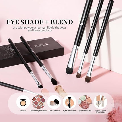 DUcare Eye Makeup Brush Set, 6 Pcs Professional Eyeshadow Blending Makeup Brushes for Concealer Eyebrows Eyeliner, Soft Hairs & Wood Handle
