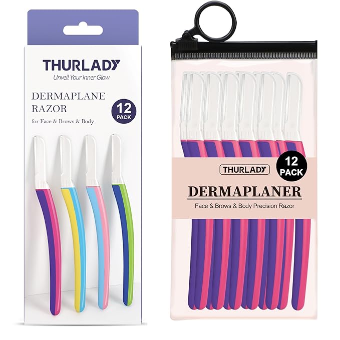 Dermaplane Razor for Women Face - Facial Razor for Women - Eyebrow & Face Razors, Exfoliating Microblades, Peach Fuzz Remover, Dermaplaning & Skin Care Tool, Travel Essentials, (12 pcs, Fuchsia)