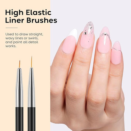 AIMEILI Nail Dotting Tools for Gel Nail Polish Nail Art, 6PCS Double-ended Liner Brushes Design Pen French Nail Brush DIY Manicure Tools Gift