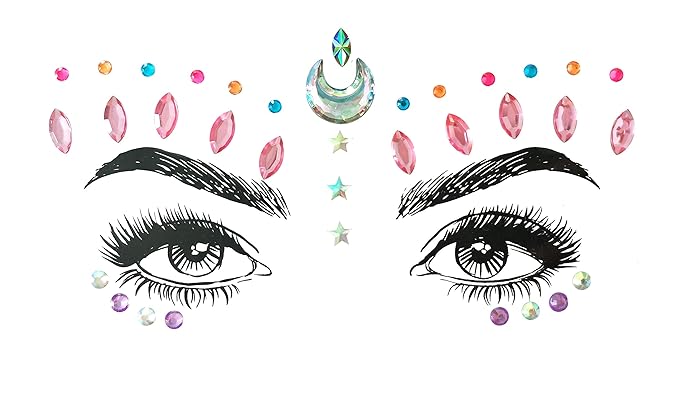 8 PCS Mermaid Face Gems Glitter, Rhinestone Rave Festival Stickers Jewels, Crystals for Eyes Body Temporary Tattoos