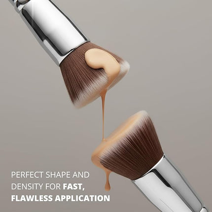 Lamora Makeup Brush Foundation Kabuki - Flat Top Face Brush for Liquid, Cream, and Powder Cosmetics - Full Coverage Blending, Buffing, Stippling, Contouring