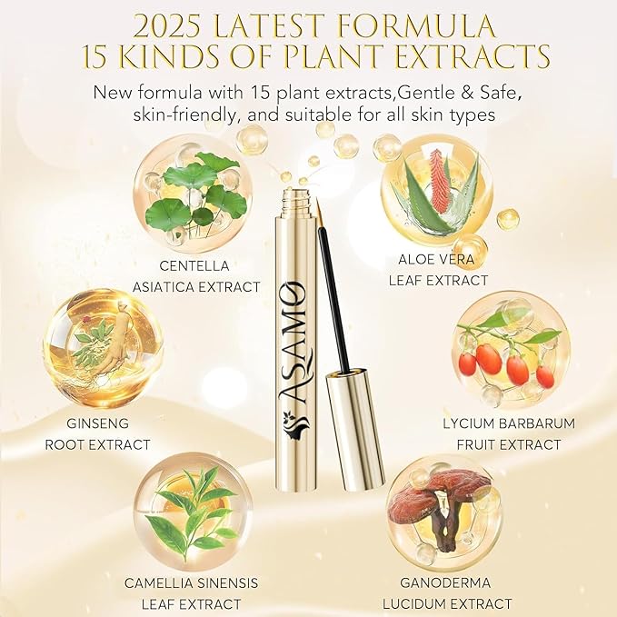 Eyelash Growth Serum – Lash Serum for Eyelash Growth with 15 Plant Extracts for Longer Thicker Fuller Lashes Nourishing Formula to Enhance Natural Beauty Hypoallergenic Oil Free lash growth serum -3ml