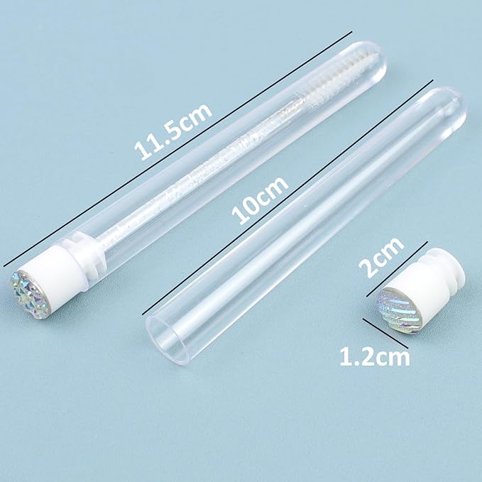 20 Sets Mascara Wand Tube Diamond Eyelash Spoolies Mascara Brushes Lash Brush Makeup Tool Applicator Eyelash Brush Tubes Makeup Brush (4C-Silver)