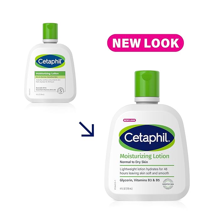 Cetaphil Face & Body Moisturizer, Hydrating Moisturizing Lotion for All Skin Types, Suitable for Sensitive Skin, NEW 4 oz Pack of 3, Fragrance Free, Hypoallergenic, Non-Comedogenic