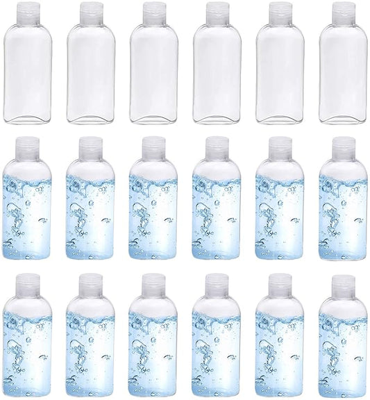 Clear Plastic Empty Squeeze Bottles 18 Pack 3.4oz/100ml with Flip Cap TSA Travel Bottle for Shampoo, Conditioner & Lotion (18 Counts)