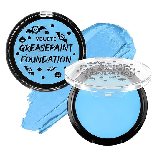 Light Blue Cream Face Body Painting Foundation, Professional Full-coverage Oil Based Blue Face Paint Halloween SFX Sally Corpse Bride Cosplay Makeup for Adult Carnival & Stage Performance