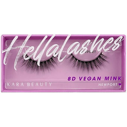 KARA BEAUTY Style L9 Hellalashes 8D Faux Mink Lashes Lightweight Synthetic Fiber in 8 Dimensional Layers NEWPORT - Short Natural Beauty, 1 Pair