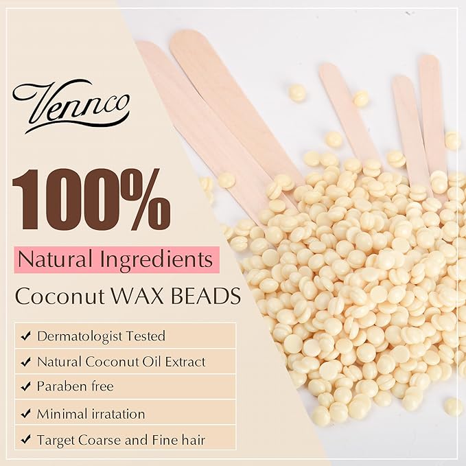 2.5lb Cream Hard Wax Beads, Premium Coconut-Infused Hair Removal Wax for Full Body - Ideal for Brazilian, Bikini, Legs, Arms, Chest, and Back