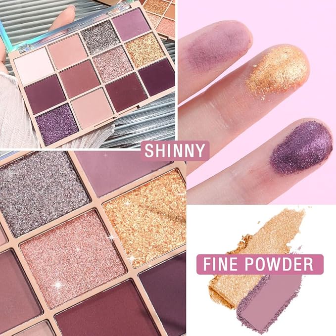 Neutral Smokey Eye Shadow Palette,Nude Mauve Rose Gold Cream Eyeshadow Palette,Make Up Pallets for Women Natural Eyeshadow for Eyes Long Lasting Naturing-Looking