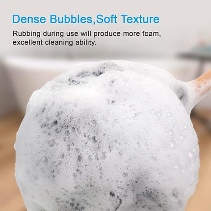 AmazerBath Shower Sponge Loofah Back Scrubber, PE Soft Mesh Loofah Body Scrubber with Long Wooden Handle, Bath Sponge for Men Women (Black)