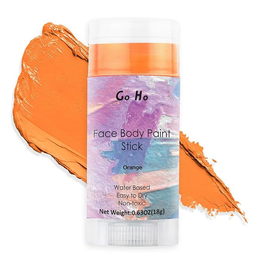 Go Ho Water Based Orange Face Body Paint Stick,Non-Toxic Face Painting,Easy-to-use Orange Facepaint for Starfire Pumpkin Halloween SFX Cosplay Costume Makeup,0.63oz