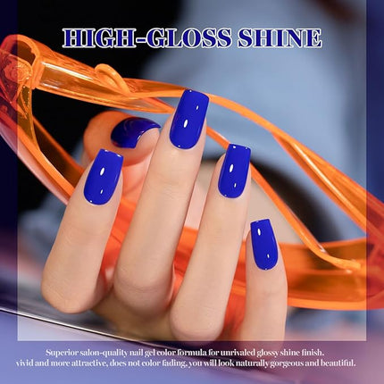 RARJSM Royal Blue Gel Nail Polish 1PCS 15ML Long Lasting Opaque Deep Blue Milky Creamy Gelpolish Soak off U V Curing Required Nail Art French Manicure Salon DIY at Home