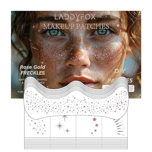 20 Pcs Rose Gold Makeup Patches, Glitter Freckles Face Tattoo, Easy Application and Remove Sparkle Makeup Patches, Waterproof Face Glitter Freckles for Women