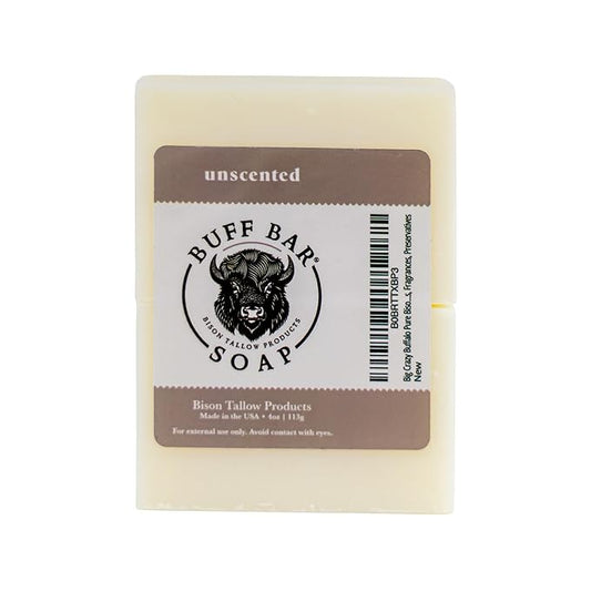 BUFF BAR Bison Tallow Buff Soap Bar, Unscented, (2 pack) - Cleans, Moisturizing, Non-Habit Forming, Soothes, Hydration, Naturally Derived - No Dyes, Chemicals, Fragrances, Preservatives