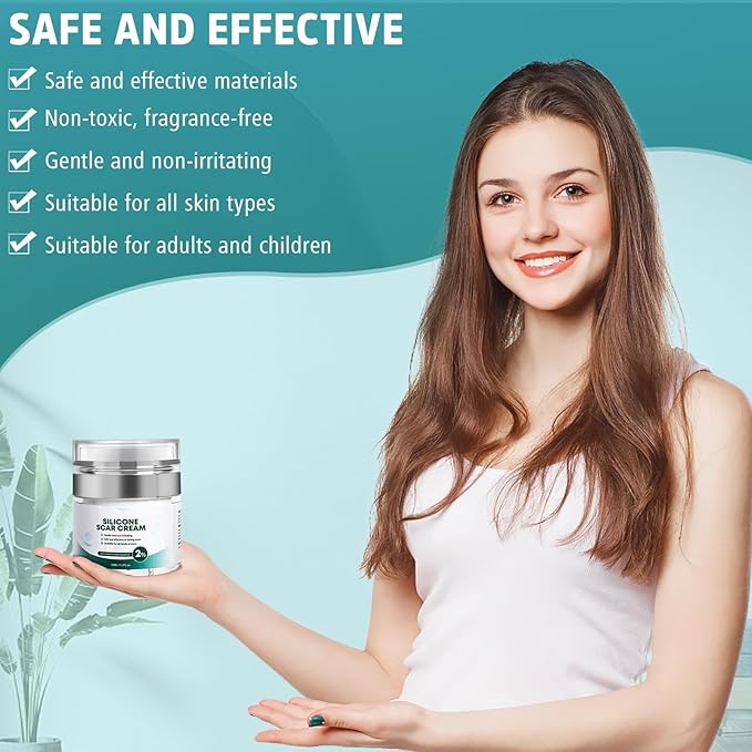 Advanced Scar Cream, Silicone Gel for Scars, Professional Scar Removal Cream for Surgical Scars, Stretch Marks, Old and New Scars 1.7 oz(50ml)