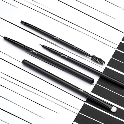 Jessup Makeup Brush Set 10pcs Black Make up Brushes Set Professional with Natural Synthetic Hair for Foundation Blending Blush Concealer Eyeshadow Eyebrow Eyeliner, T323