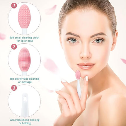 Patelai 24 Pcs Lip Scrub Brush Silicone Lip Scrubber Exfoliator with Container Double Sided Soft Cleansing Brush Tool for Men Women Lightening Dark Lips(Pink, Green, Purple)