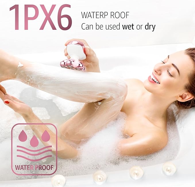 Electric Razors for Women Legs: Rechargeable Body Shaver - Waterproof Wet Dry Hair Remover - Trimmer for Lady Face Underarms (Pink)