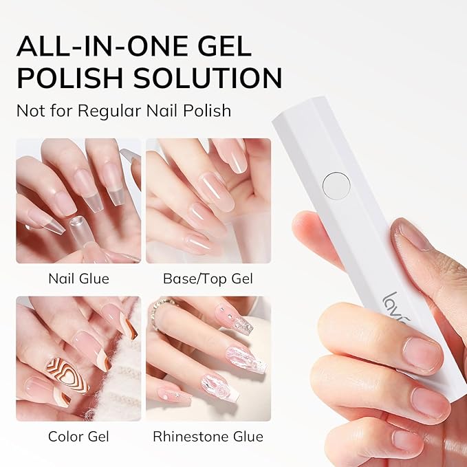 Lavinda Handheld UV Light for Gel Nails, Mini Nail Lamp, Portable Cordless Rechargeable UV Led Nail Lamp Nail Dryer for Fast Curing Gel Polish USB Flashlight for Home DIY Manicure