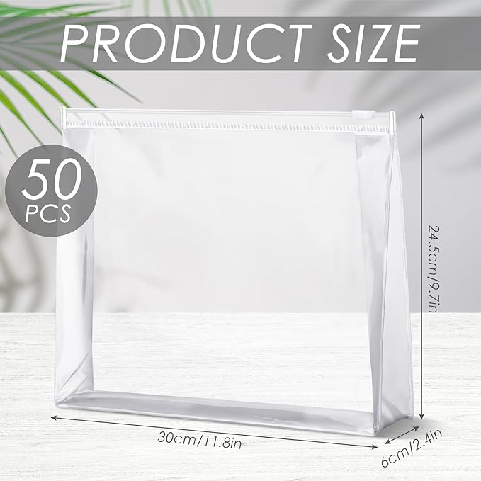 Xuniea 50 Pcs Mini Clear Makeup Bag Small Clear Zipper Pouch Travel Plastic Cosmetic Organizer Waterproof for Toiletries Swimsuit Bikini Bathing Suit(11.81'',Transparent)