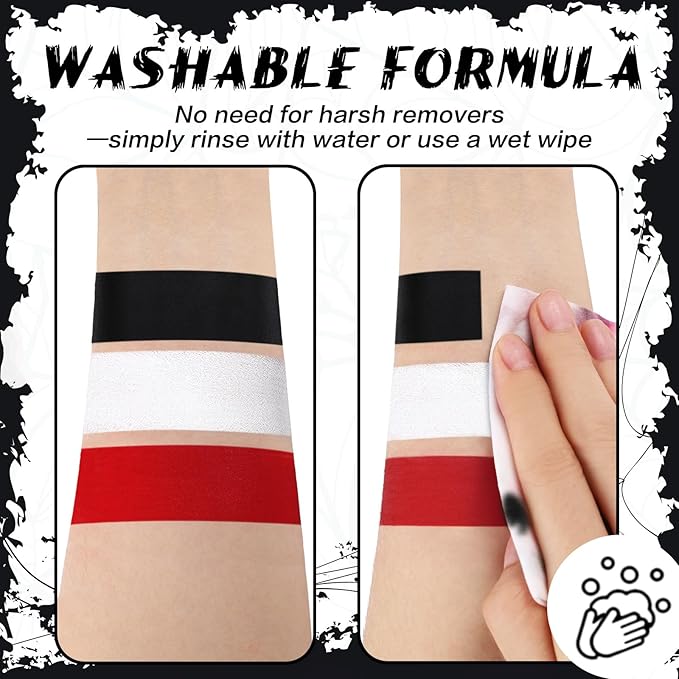 BOBISUKA White Face & Body Paint Stick Water-Based Washable Face Paint Makeup Stick for Halloween Clown, Joker, Skeleton, Zombie, Mime, Cosplay, SFX, Sports Eye Black & Costume Party