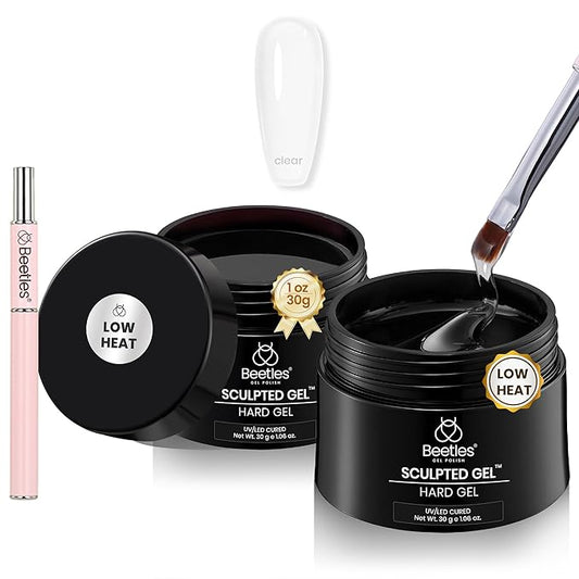 Beetles Low Heat Hard Gel Kit,Mint Sheer 2 Pcs 9 in 1 Nail Extension Sculpting Apex Building for Salon Professionals,Clear Builder Nail Gel,Fall Nails,UV & LED Lamp Needed