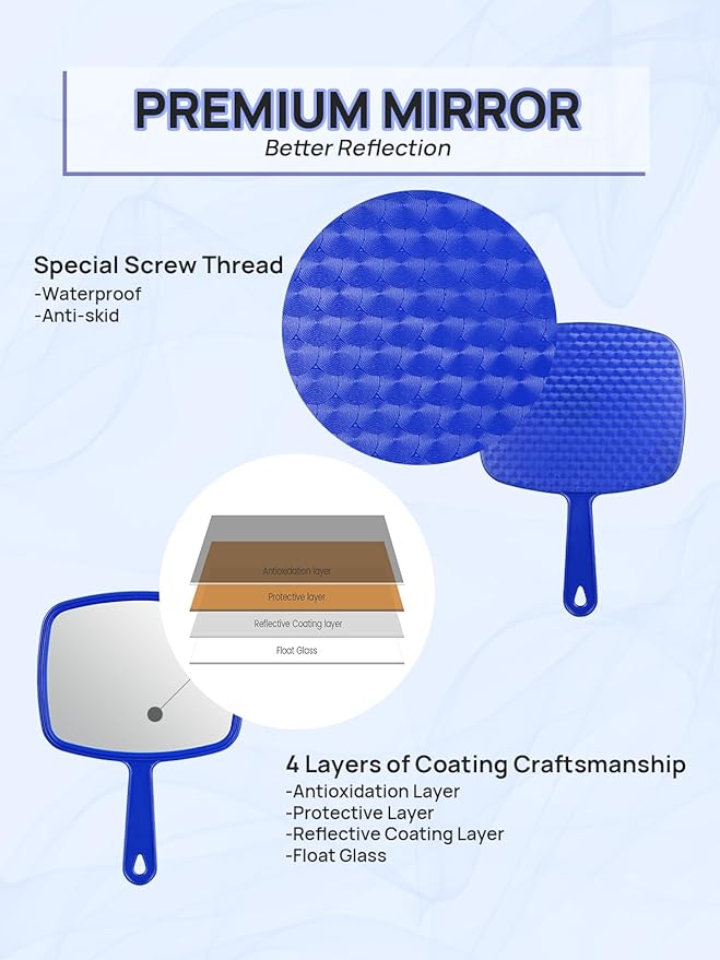 OMIRO Hand Mirror, Handheld Mirror with Handle, American Old Glory Blue