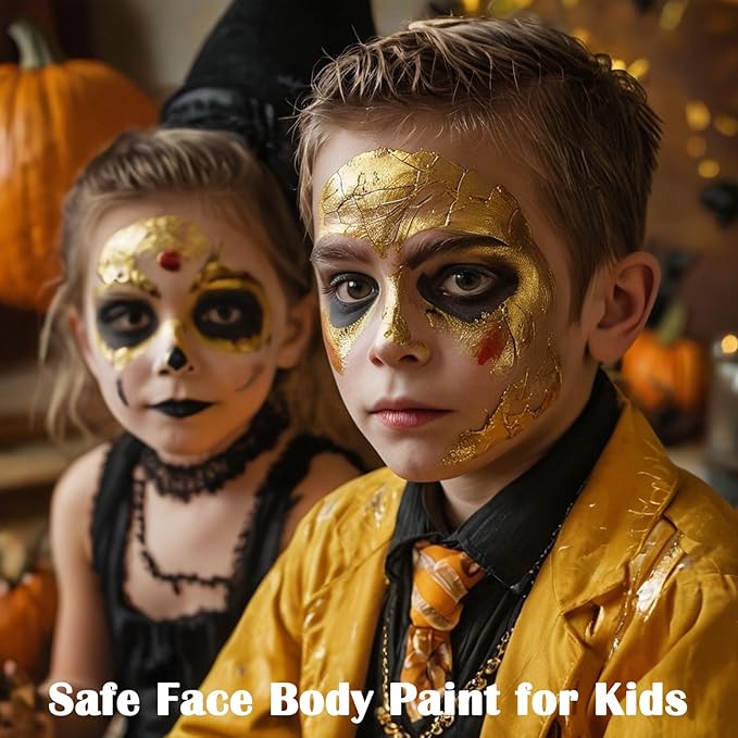 MEICOLY Cream Metallic Gold Face Body Paint,2.37Oz Large Tube Water Based Full Body Paint,Professional Gold Face Paint for Halloween Stage SFX Special Effects Cosplay Makeup