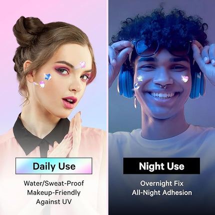 Sosky Hologram Pimple Patches for Face, Hydrocolloid Acne Patches with Salicylic Acid, Cute Star Zit Stickers,Colorful Blemish Covers,48 Count Blue Pink Star Heart Moon Flower